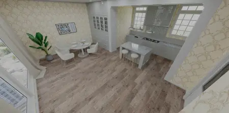 Ламинат Tarkett Estetica Дуб натур серый в кухне