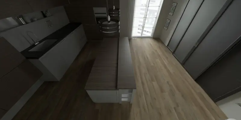 SPC плитка Salag Wood Mastery в интерьере кухни