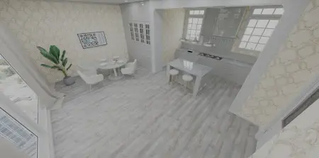 Ламинат Tarkett Estetica Дуб Эффект Светло-серый в интерьере кухни