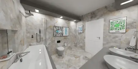 Керамогранит Primavera Cork реальное фото в ванной